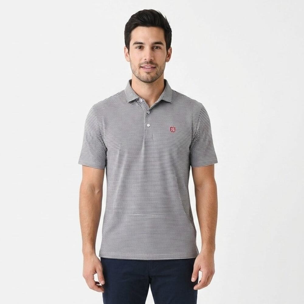 Holderness & Bourne Maxwell Golf Polo Shirt Mens XXL Navy Striped Tailored Fit